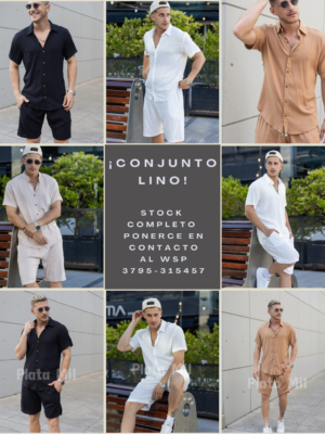 kkkjbh CONJUNTO CORTO DE LINO